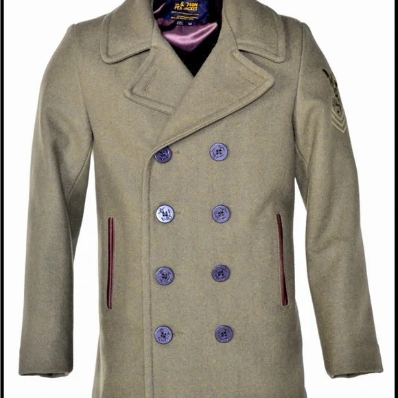Schott NYC Jackets Coats Schott Olive Military Peacoat